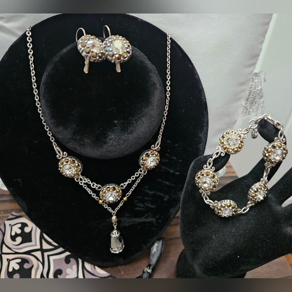 Brighton Jewelry - Brighton Moonstruck Floral Crystal Set: Necklace, Bracelet & Earrings